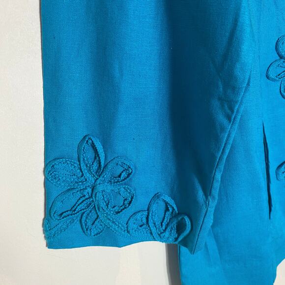 Susan Graver Jacket Blazer SZ S Textured Embellished Linen Blend Career Occasion - Picture 5 of 11